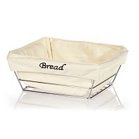 Хлебница, металл/хлопок, 22х22х9 см, цвет хром/белый, BRD-HW180B