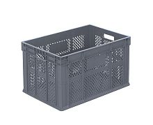 Контейнер пластиковый перфорированный 40х60х34 см, цвет серый HIPAS HP-3402 2G